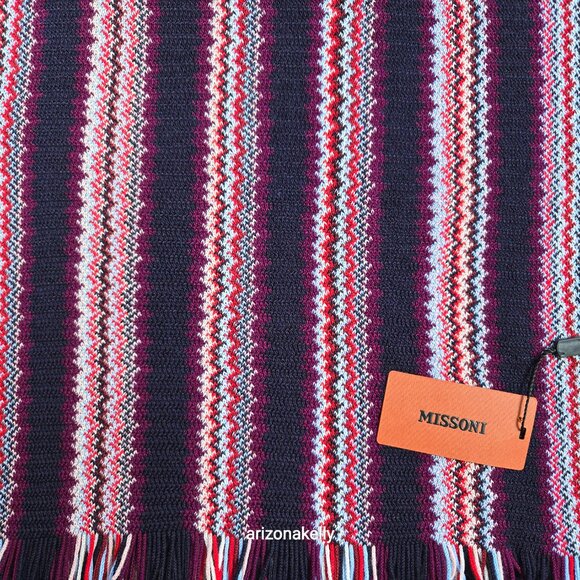 NWT Missoni Zig Zag Scarf Purple Red Blue - Picture 3 of 11